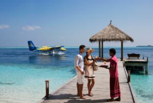 Arrival at Vilamendhoo by seaplane